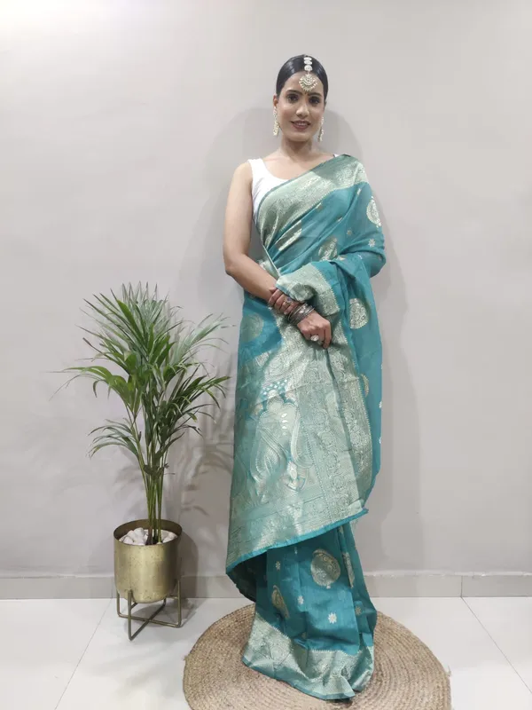 Teal_1-Minute_Ready_To_Wear_Saree_For_Women
