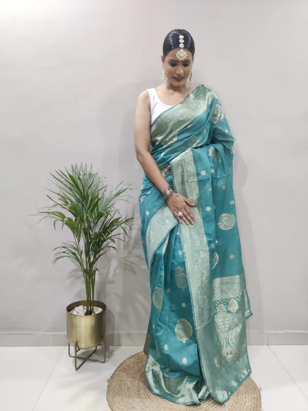 Teal_1-Minute_Ready_To_Wear_Saree_For_Women