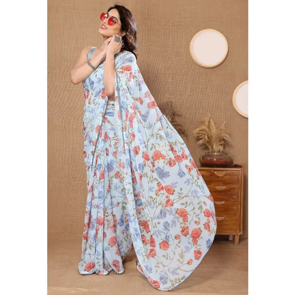 Blue_Kalamkari_1-Minute_Ready_To_Wear_Georgette_Saree_For_Women