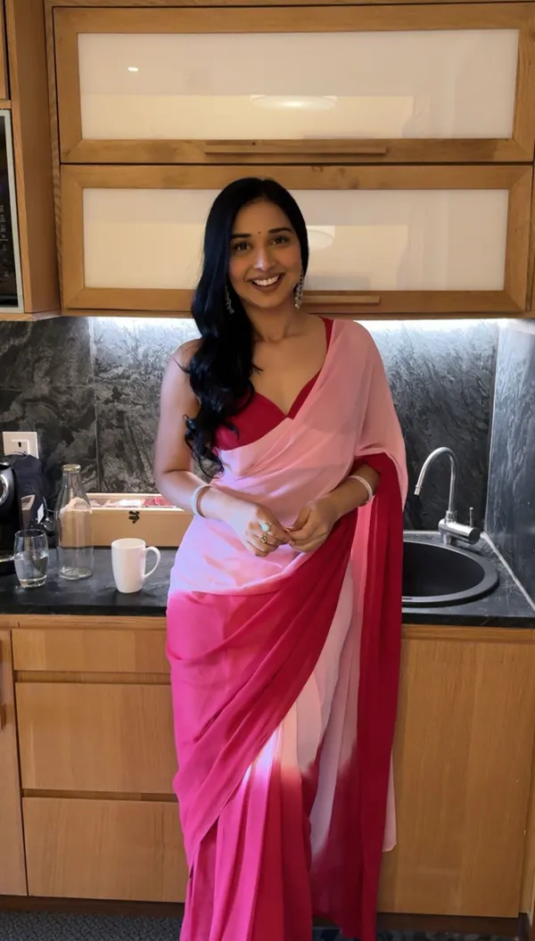Pink_Trendy_1-Minute_Ready_To_Wear_Georgette_Saree_With_Blouse_For_Women