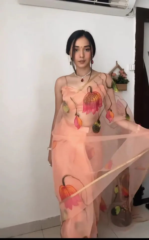 Peach_1-Minute_Ready_To_Wear_Organza_Saree_For_Women