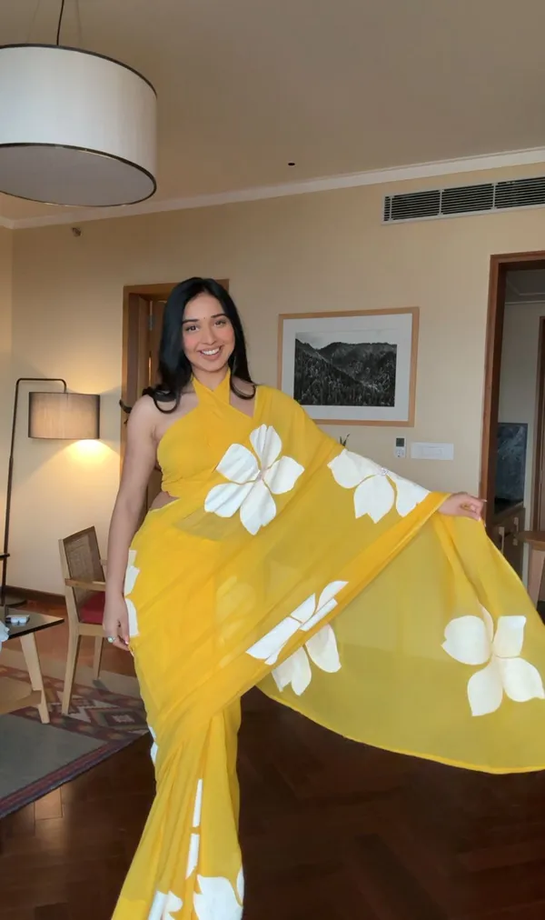 Yellow_1-Minute_Ready_To_Wear_Georgette_Saree_For_Women