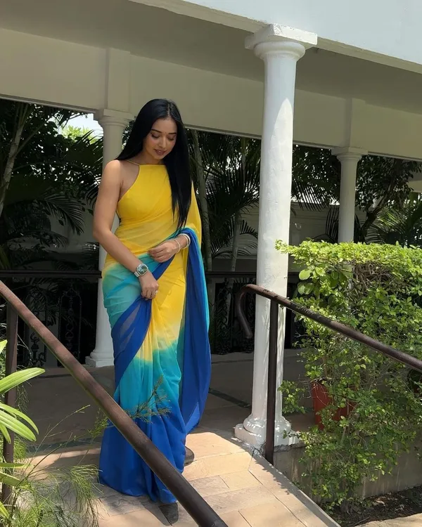 Yellow_1-Minute_Ready_To_Wear_Georgette_Saree_For_Women