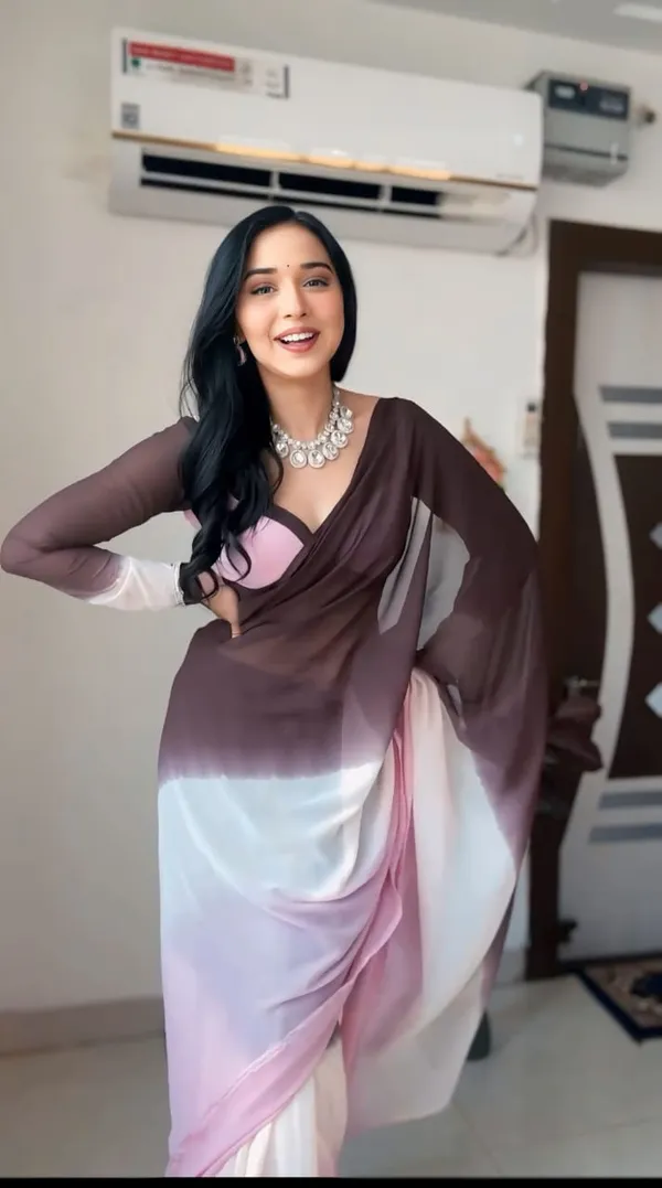 Coffee_1-Minute_Ready_To_Wear_Georgette_Saree_For_Women