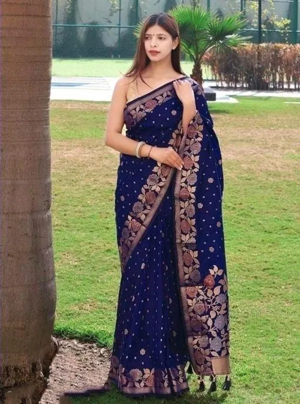 Dark_Blue_Embellished_Banarasi_Jacquard_Saree_(Dark_Blue)_For_Women