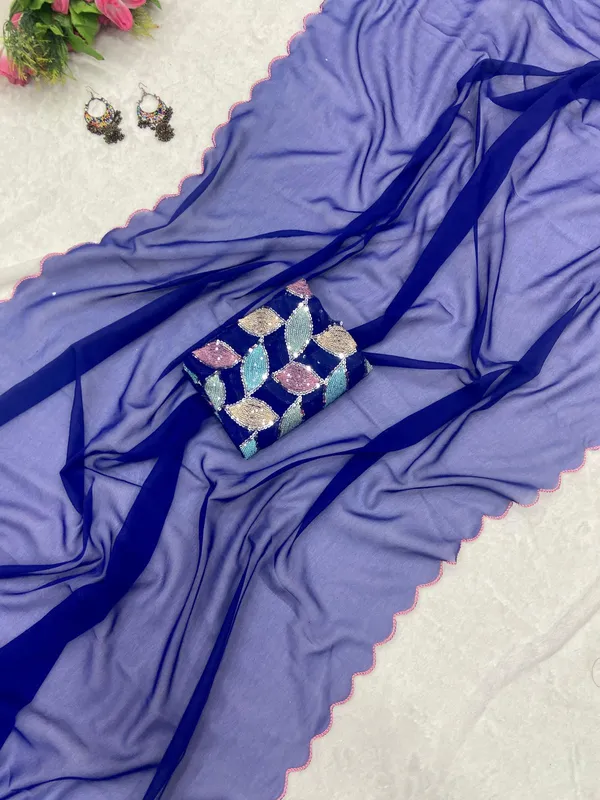 Royal_Blue_Soft_Georgette_Embroidered_Saree_With_Blouse_For_Women