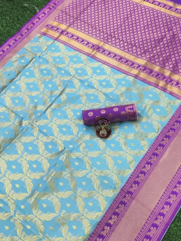 Blue_Embellished_Banarasi_Jacquard_Saree_For_Women