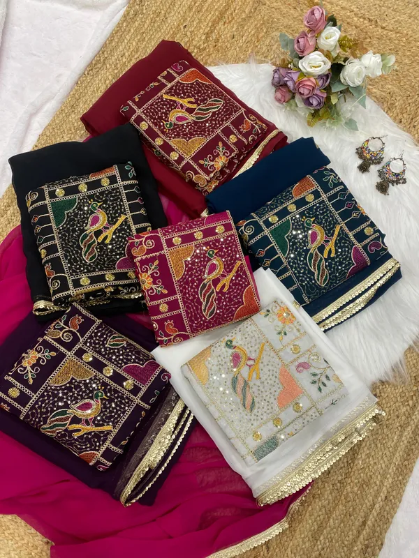 Navy_Blue_Soft_Georgette_Saree_With_Embroidered_Blouse_For_Women