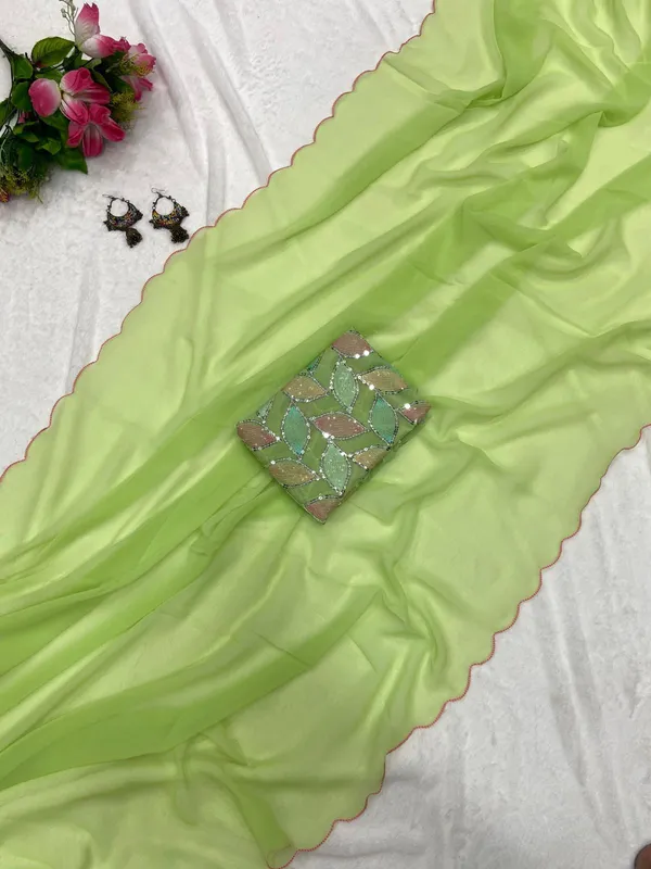 Light_Green_Soft_Georgette_Embroidered_Saree_For_Women