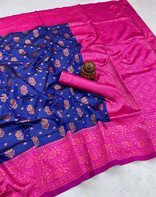 Navy_Blue_Pure_Banarasi_Saree_For_Women