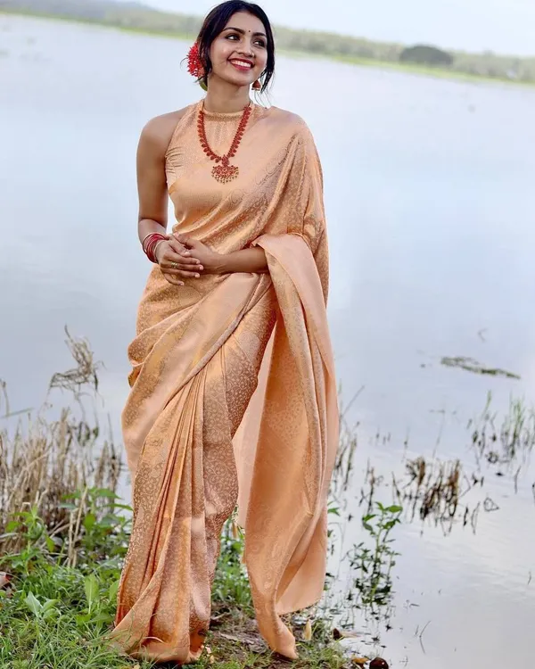 Peach_Pure_Banarasi_Saree_For_Women