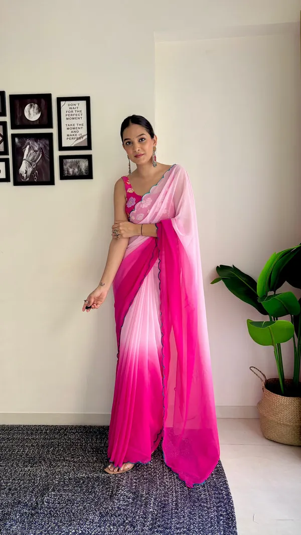 Pink_Georgette_Saree_With_Embroidered_Blouse_For_Women