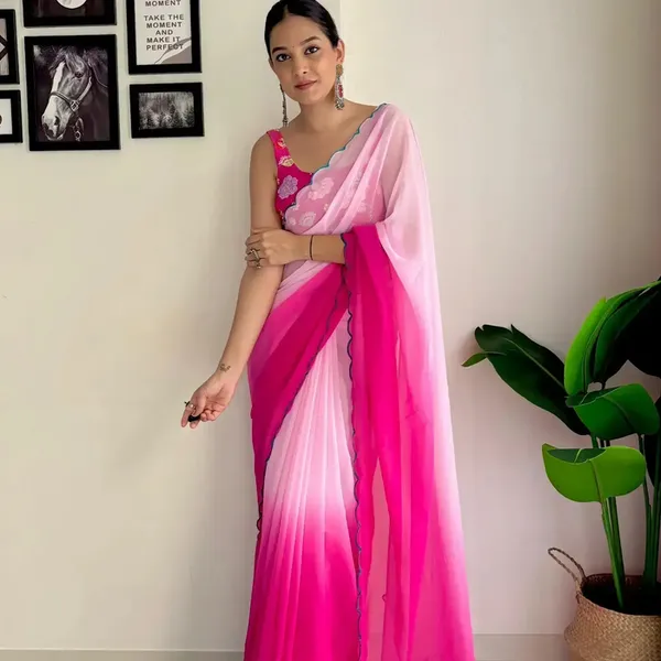 Pink_Georgette_Saree_With_Embroidered_Blouse_For_Women