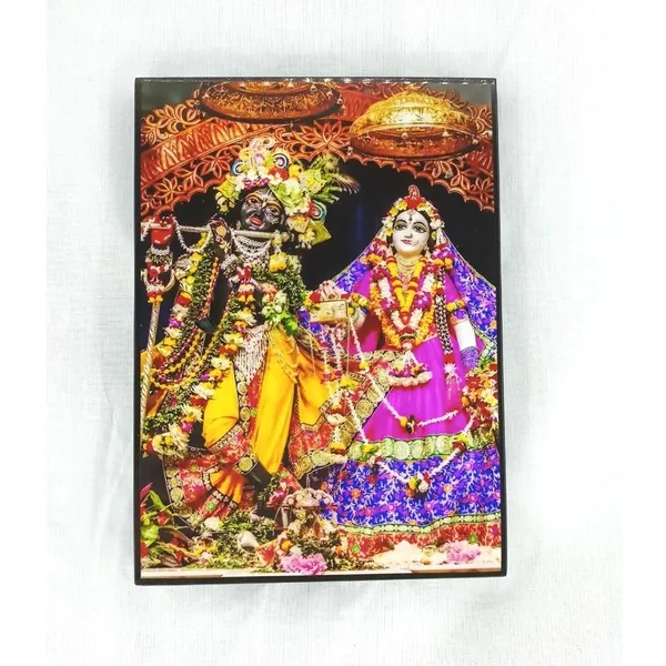 MAYAPURI_Iskcon_Radha_Krishna_Photo_Frame_For_Wall_and_Table_Decoration,_Size;_5×7_inches_Color;_Black