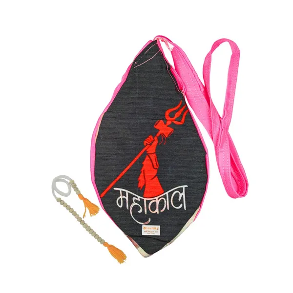 MAYAPURI_Mahakal_Printed_Gomukhi_Chanting_Bag,_Pure_Cotton_Beads_Bag_/Japa_Mala_Bag_With_Zip_Pocket,_Sakshi_Mala_Counter,_Pack_Of_1