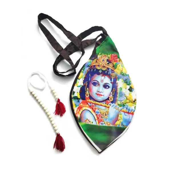 MAYAPURI_Shree_Krishna_Printed_Cotton_Japa_Bag_/Chanting_Bag_With_Sakshi_Mala_Counter