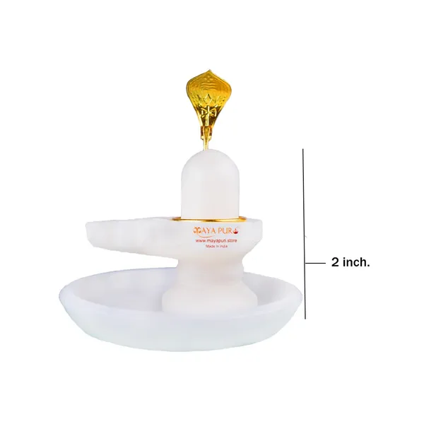 MAYAPURI_2-Inch_White_Marble_Stone_Shivling_with_Brass_Naga_and_Abhishek_Patra_–_Sacred_Shiva_Lingam_for_Pooja