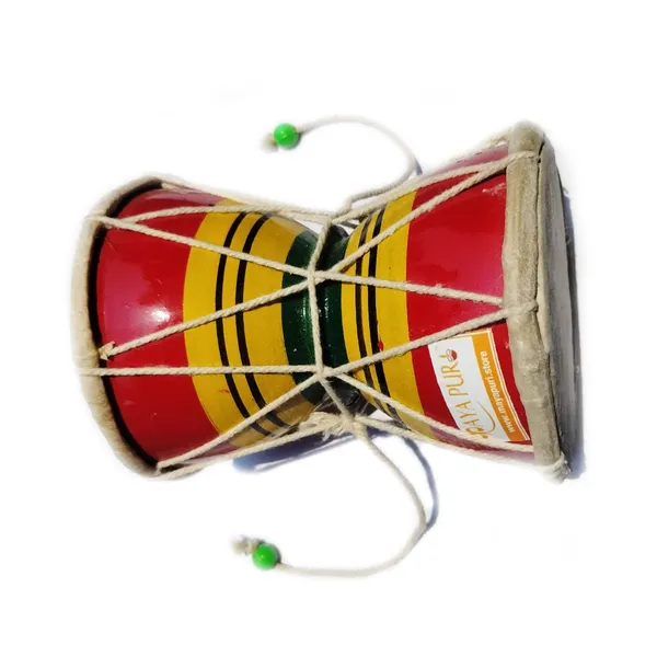 MAYAPURI_Multicolor_Shiva_Damru_Hand_Percussion_Damroo_Handmade_Musical_Instrument_/Home_Decor_&_Kids_Toys