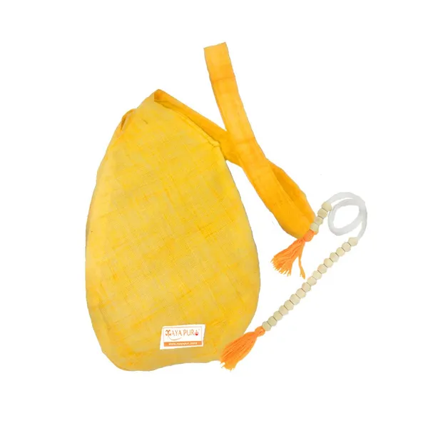 Energy_Yellow_Khadi_Cotton_Chanting_Bag_/Japa_Mala_Bag_With_Sakshi_Mala_Counter