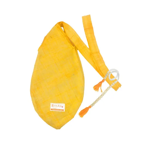 Energy_Yellow_Khadi_Cotton_Chanting_Bag_/Japa_Mala_Bag_With_Sakshi_Mala_Counter