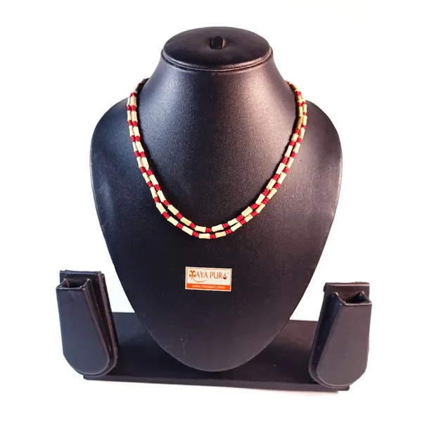 MAYAPURI_Red_&_Brown_Tulsi_Mala_For_Neck,_2_Round_Holy_Basil_Necklace_For_Unisex_Adults