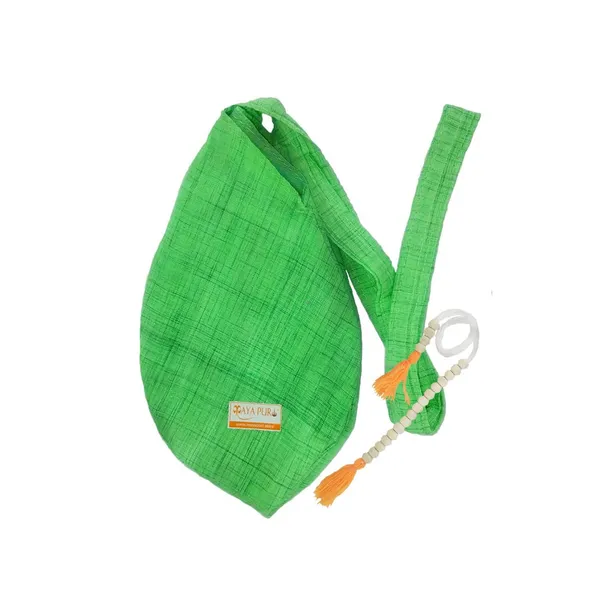 MAYAPURI_Paris_Green_Khadi_Cotton_Chanting_Bag_/Japa_Mala_Bag_With_Sakshi_Mala_Counter