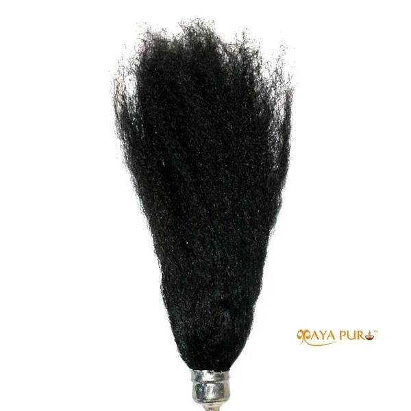 MAYAPURI_Reshmi_Black_Chawar_Sahib_with_Metal_Body_–_Sacred_Fly_Whisk_for_Pooja_and_Ceremonial_Worship,_Size:_24_Inches