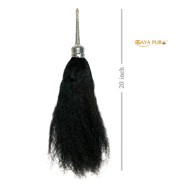 MAYAPURI_Reshmi_Black_Chawar_Sahib_with_Metal_Body_–_Sacred_Fly_Whisk_for_Pooja_and_Ceremonial_Worship,_Size:_24_Inches