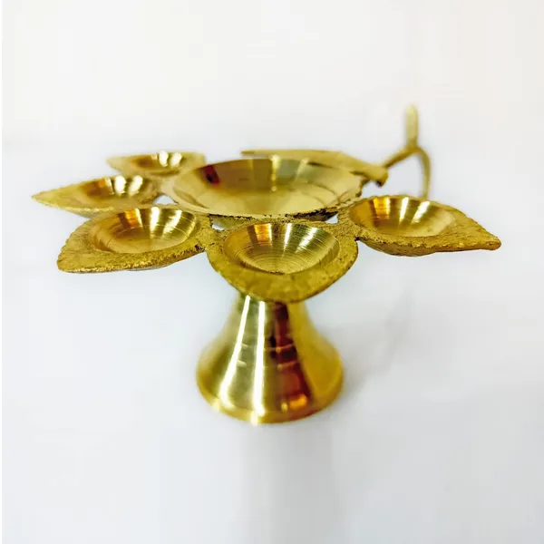 MAYAPURI_Golden_Brass_Pancha_Pradip_Or_Pancharti_Diya_Oil_Lamp_/Panch_Aarti_Jyoti_Diya