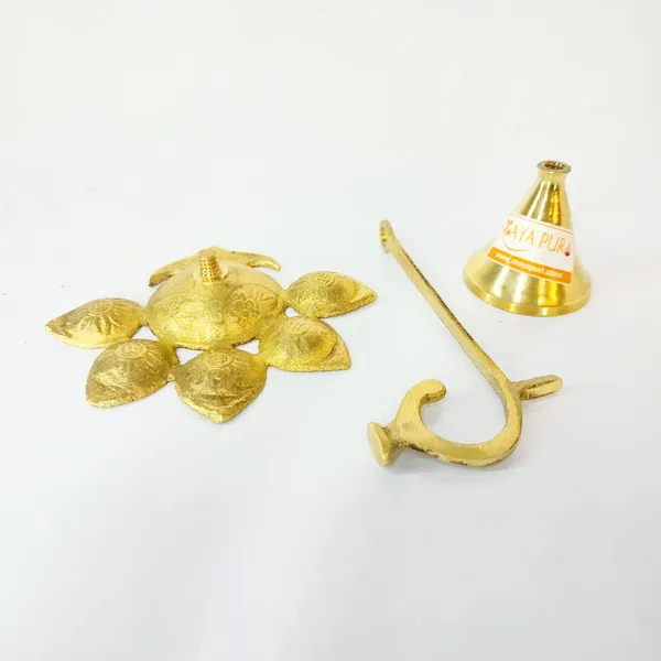 MAYAPURI_Golden_Brass_Pancha_Pradip_Or_Pancharti_Diya_Oil_Lamp_/Panch_Aarti_Jyoti_Diya