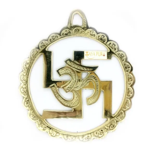 MAYAPURI_Multicolor_Brass_Om_With_Swastik_Wall_Hanging_Protect_Negative_Energy_For_Good_Luck