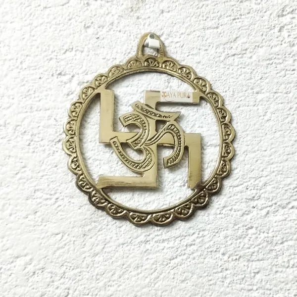 MAYAPURI_Multicolor_Brass_Om_With_Swastik_Wall_Hanging_Protect_Negative_Energy_For_Good_Luck