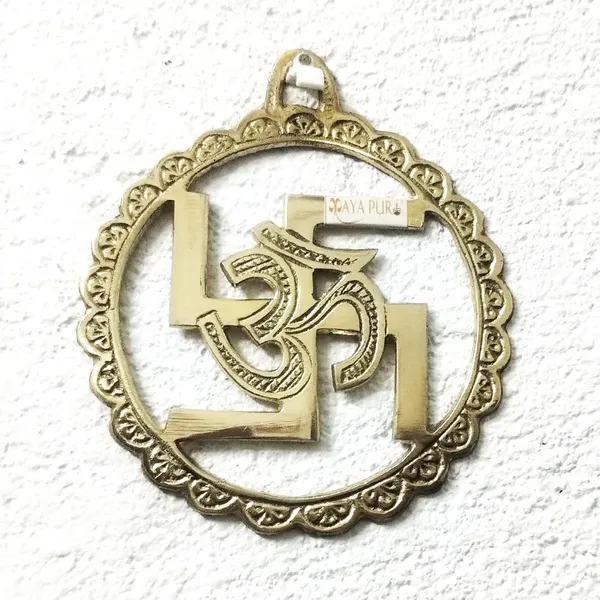 MAYAPURI_Multicolor_Brass_Om_With_Swastik_Wall_Hanging_Protect_Negative_Energy_For_Good_Luck