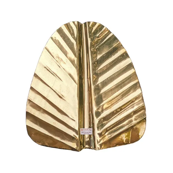 MAYAPURI_Golden_Brass_Banana_Leaf_Handcrafted_Decorative_Accent_For_Home_Decor,_Gift_Item,_Wall_Decoration