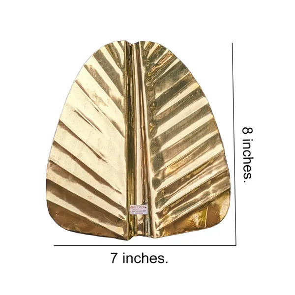 MAYAPURI_Golden_Brass_Banana_Leaf_Handcrafted_Decorative_Accent_For_Home_Decor,_Gift_Item,_Wall_Decoration