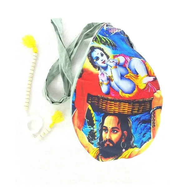MAYAPURI_Multicolor_Krishna_&_Vasudeva_Print_Chanting_Bag_/Japa_Bag_With_Sakshi_Mala