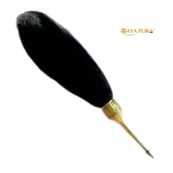 MAYAPURI_Sacred_Black_Chawar_Sahib_with_Brass_Handle_–_Elegant_Fly_Whisk_for_Spiritual_Worship,_Honor,_and_Ceremonial_Rituals,_Size:_24_Inches