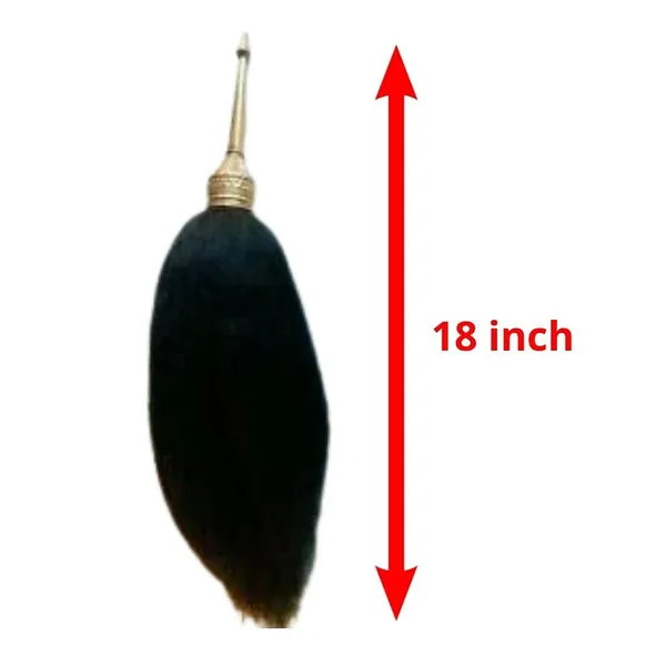 MAYAPURI_Sacred_Black_Chawar_Sahib_with_Brass_Handle_–_Elegant_Fly_Whisk_for_Spiritual_Worship,_Honor,_and_Ceremonial_Rituals,_Size:_24_Inches