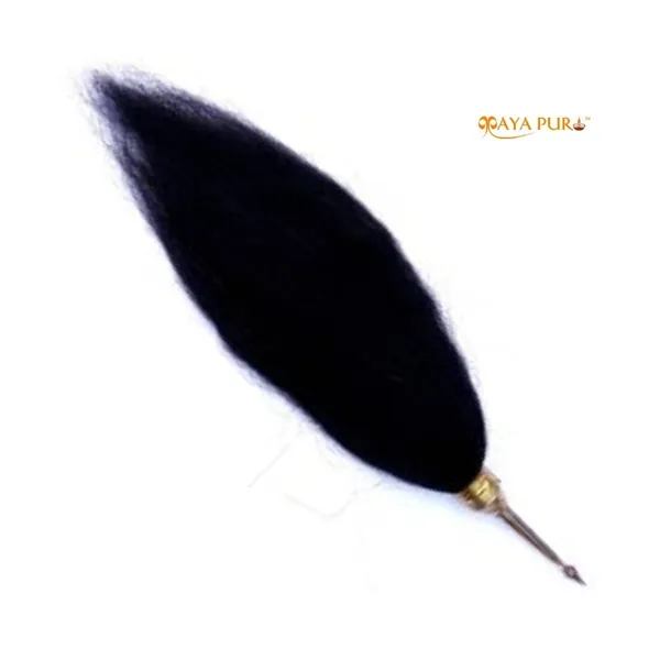 MAYAPURI_Sacred_Black_Chawar_Sahib_with_Brass_Handle_–_Elegant_Fly_Whisk_for_Spiritual_Worship,_Honor,_and_Ceremonial_Rituals,_Size:_24_Inches