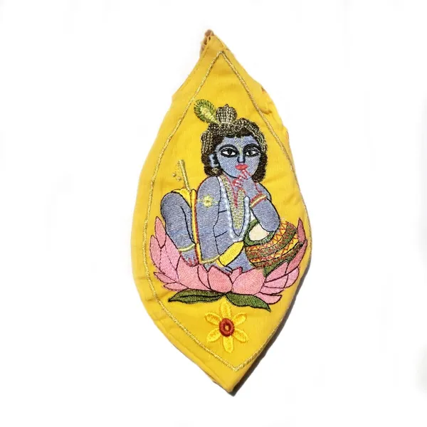 MAYAPURI_Yellow_Sree_Gopal_Embroidery_Cotton_Chanting_Bag_/Gomukhi_Japa_Bag_With_Sakshi_Mala_Counter