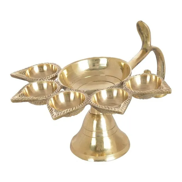 MAYAPURI__Brass_Panch_Aarti_Lamp_/Pancharti_Diya_Oil_Lamp_/Panch_Aarti_Jyoti_Puja_Diya_For_Diwali