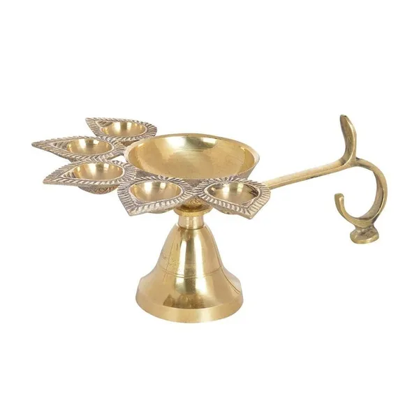 MAYAPURI__Brass_Panch_Aarti_Lamp_/Pancharti_Diya_Oil_Lamp_/Panch_Aarti_Jyoti_Puja_Diya_For_Diwali