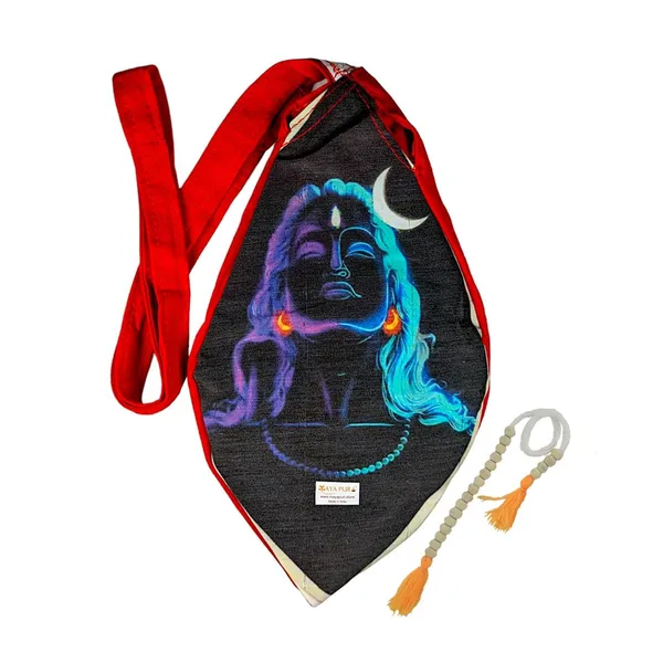 MAYAPURI_Adiyogi_Lord_Shiva_Printed_Gomukhi_Chanting_Bag,_Pure_Cotton_Beads_Bag,_Original_Japa_Mala_Bag,_Jhola_With_Zip_Pocket_And_Sakshi_Mala_Counter_(Pack_Of_1)