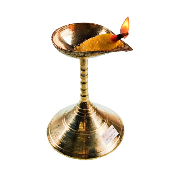 MAYAPURI_Golden_Brass_Diya_with_Stand_|_Traditional_Pradip_for_Puja_&_Pooja_Oil_Lamp_|_Elegant_Golden_Finish_|_3.5_Inches