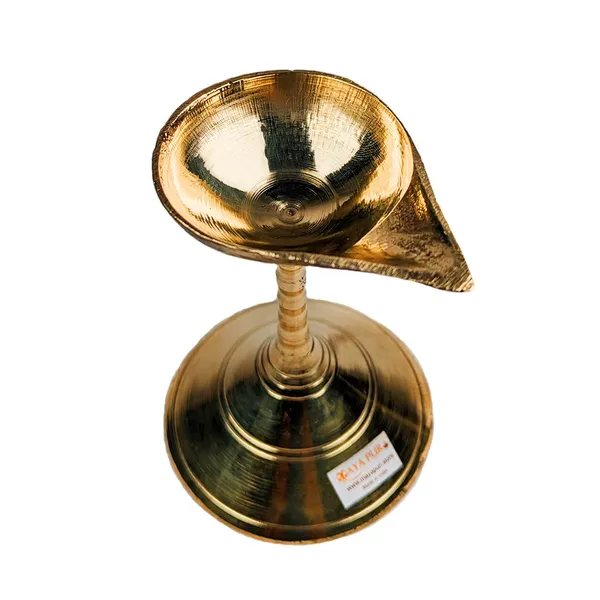 MAYAPURI_Golden_Brass_Diya_with_Stand_|_Traditional_Pradip_for_Puja_&_Pooja_Oil_Lamp_|_Elegant_Golden_Finish_|_3.5_Inches