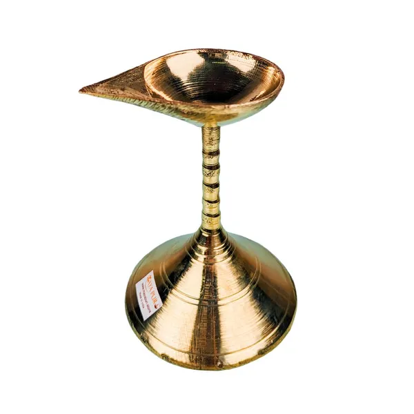 MAYAPURI_Golden_Brass_Diya_with_Stand_|_Traditional_Pradip_for_Puja_&_Pooja_Oil_Lamp_|_Elegant_Golden_Finish_|_3.5_Inches