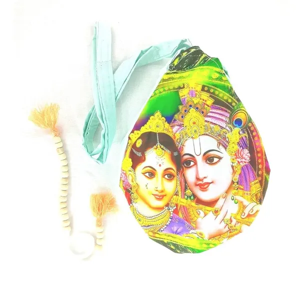 MAYAPURI_Multicolor_Radha_Krishna_Printed_Beads_Bag_/Chanting_Bag_With_Sakshi_Mala_Counter