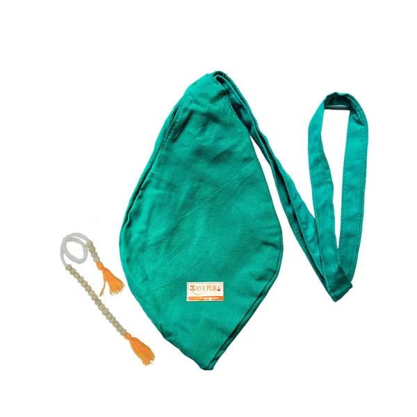MAYAPURI_Green_Pure_Cotton_Chanting_Bag_Or_Gomukhi_Japa_Mala_Bag_Or_Cotton_Bead_Bag_With_Sakshi_Mala_Counter