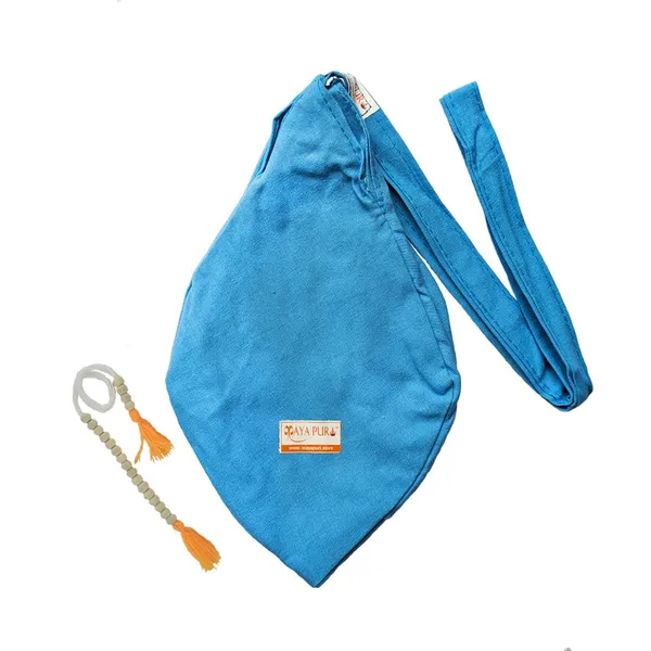 MAYAPURI_Light_Blue_Pure_Cotton_Chanting_Bag_Or_Gomukhi_Japa_Mala_Bag_Or_Cotton_Bead_Bag_With_Sakshi_Mala_Counter