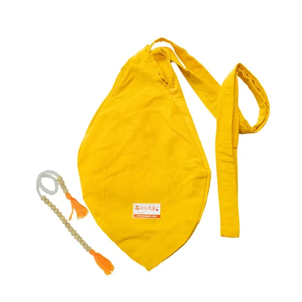 MAYAPURI_Pure_Cotton_Chanting_Bag_Or_Gomukhi_Japa_Mala_Bag_Or_Cotton_Bead_Bag_With_Sakshi_Mala_Counter_(Yellow)
